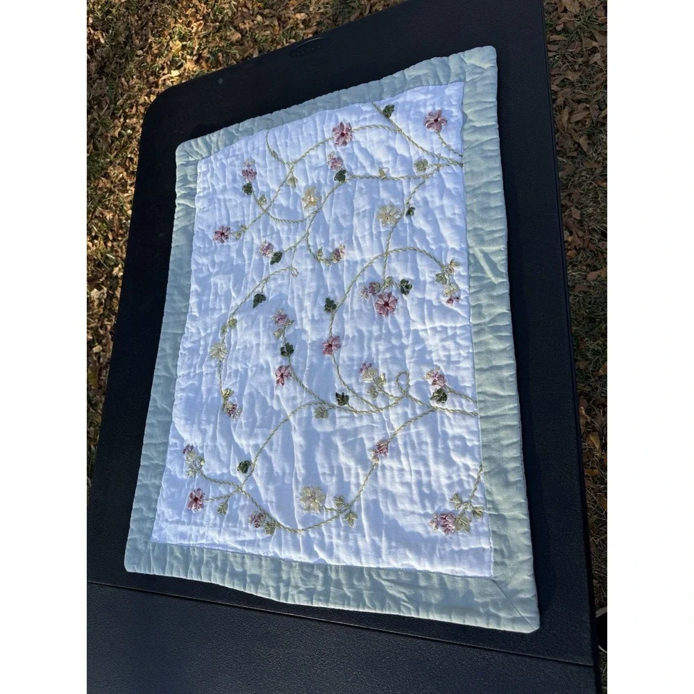 Nice Floral Embroidered 65% Linen 45% Cotton Pillowcase 23 X 29